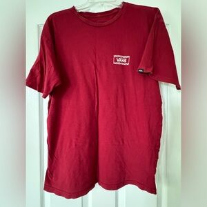Vans Vibrant Red Checkerboard Logo T-Shirt Women’s Size L Skate Streetwear Tee